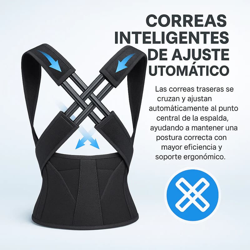 Man wearing posture corrector at desk